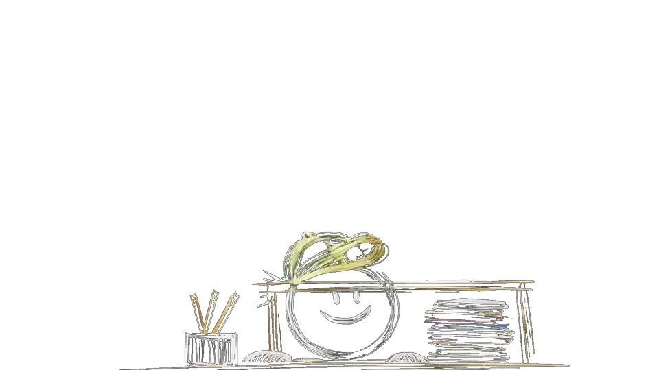 Stickman stojący przy biurku